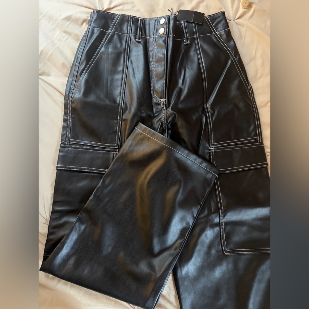 Fashion Nova Leather Cargo Pants